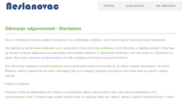 Odricanje odgovornosti www.neslanovac.com
